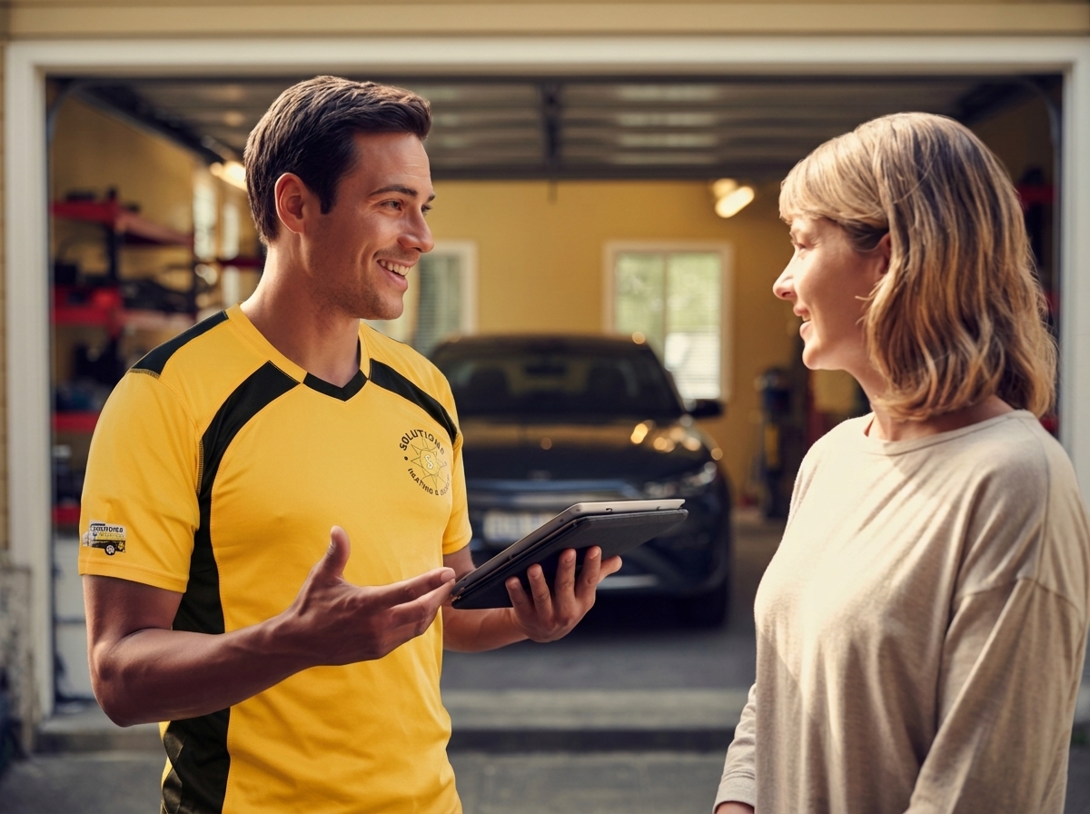Air Conditioning Installation Clarksville VA consult Air Conditioning Installation Clarksville VA: technician reviews plan with homeowner