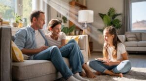 How Lynchburg's Humidity Affects Your AC's Lifespan: family enjoys cool airflow at home