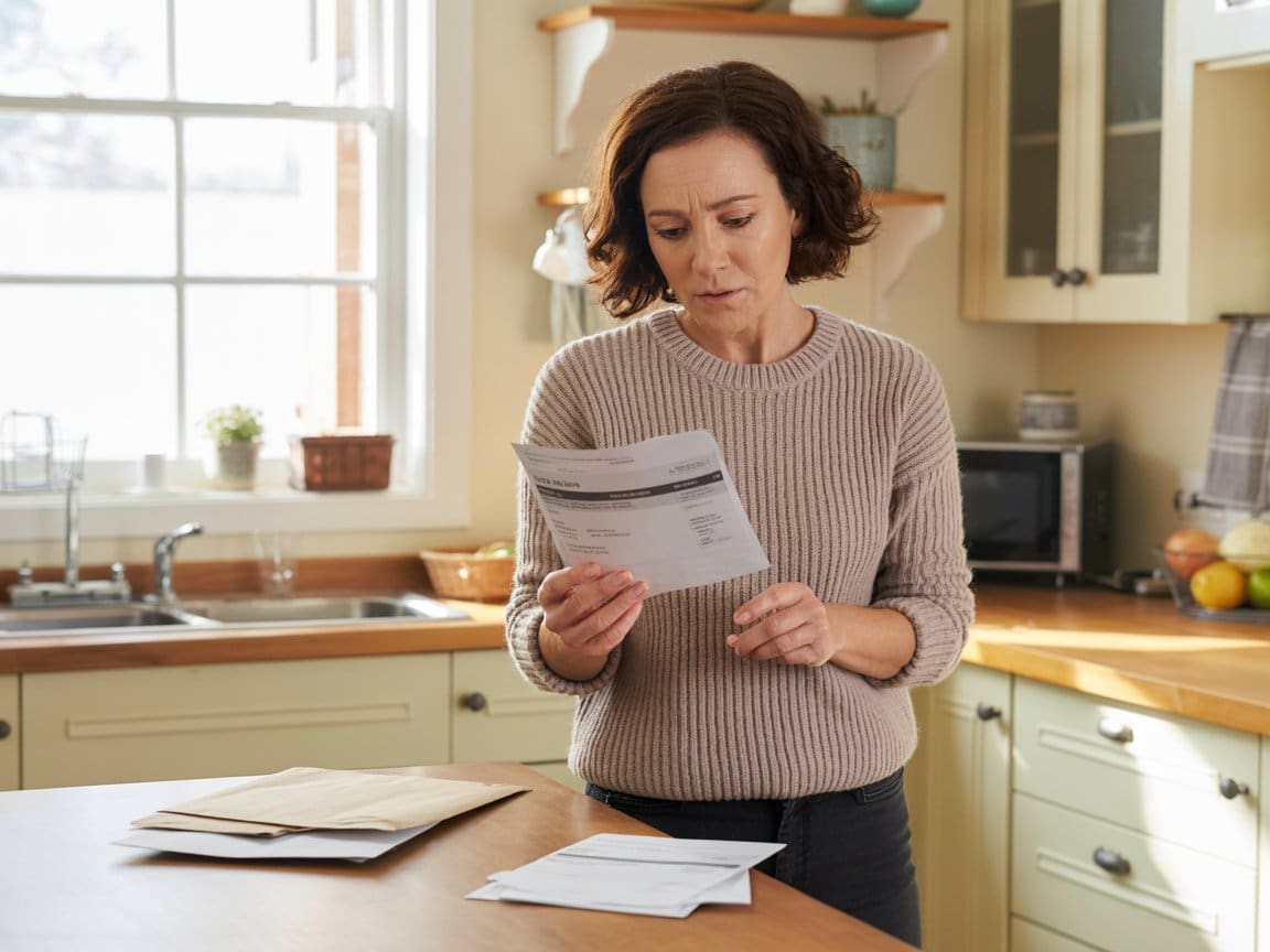 Homeowner reviewing utility bills comparing heat pump vs central AC costs in Virginia