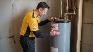Rusty water from water heater inspected by Solutions Heating & Cooling plumber