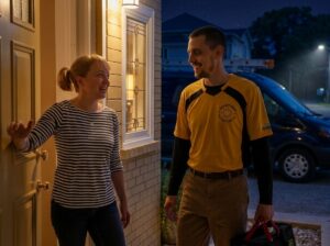 What Counts as an AC Emergency: technician arrives at homeowner's door at night